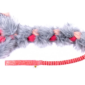Colorful fur tug toy for dogs Fleece and fur braided dog toy Dog's Craft durable dog toy Red