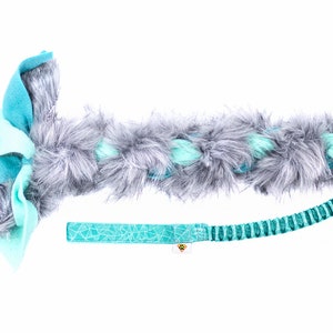 Colorful fur tug toy for dogs Fleece and fur braided dog toy Dog's Craft durable dog toy Mint