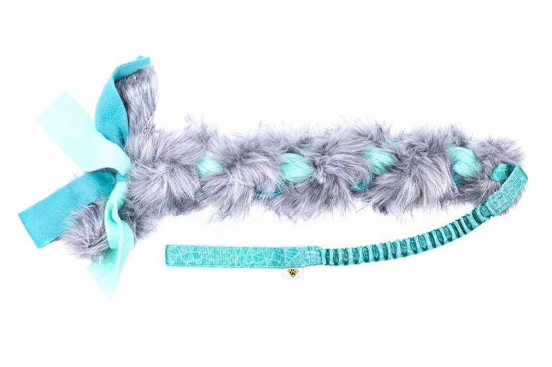 Colorful fur tug toy for dogs Fleece and fur braided dog toy Dog's Craft durable dog toy Mint