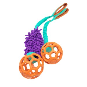 Hollee ball with MOP fabric Durable dog toy with bungee handle colorful toy for dogs Strong tug toy zdjęcie 6