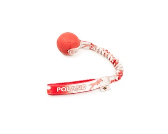 POLAND national colors - Basic bungee dog toy with a ball  - Floating dog toy - Dog's Craft