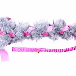 Colorful fur tug toy for dogs Fleece and fur braided dog toy Dog's Craft durable dog toy Pink