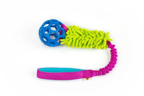 Hollee Ball With Bungee Handle Durable Dog Toy Colorful Toy for