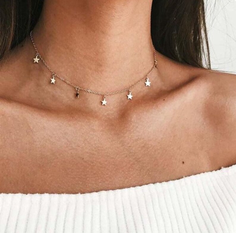 Gold Star Necklace Gold Star Choker Trendy Jewelry Etsy