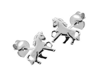 1 pair of horse stud earrings, 925 sterling silver, Made in Germany