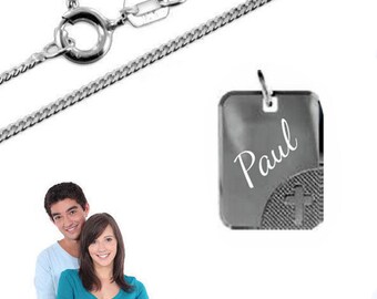 Gravur Platte Kreuz - Argent925-Kette & Gravur-156