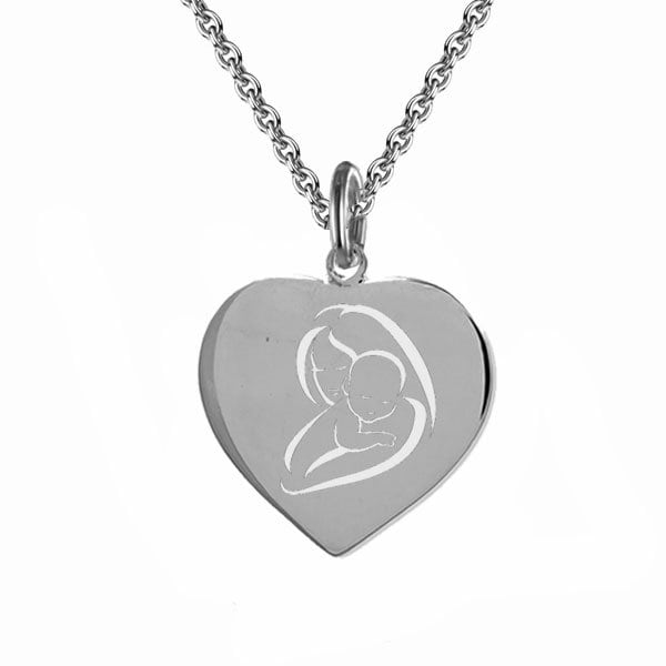 Mutter&Kind Kette Herz mit persönlicher Gravur, 925er Sterling Silber, NEU