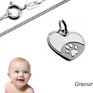 Herz Anhänger Pfote-Silber925- Kette&Gravur-152