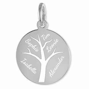 Arbre généalogique personnalisable, Pendentif Arbre de Vie avec Chaîne Argent925 Gravure