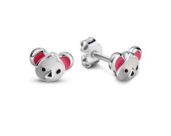 Children's stud earrings Koala Bear, 925 Sterling Silver, jeweler quality