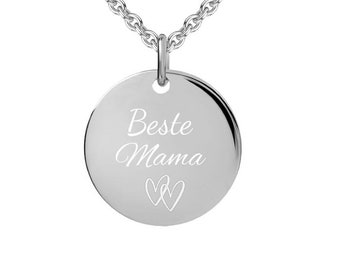 Necklace Best Mom with 2 hearts, 925 Sterling silver, personal engraving