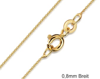 Delicate, filigree round anchor chain, genuine 333 gold (8 karat), approx. 0.8 mm wide, Made in Germany