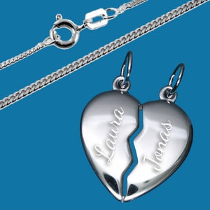 Partner trailer dividable heart with 2 armoured chain-Silber925-Inkl. persön. Engraving