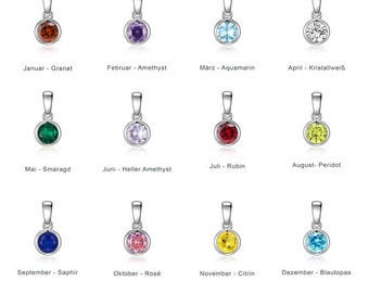 Birthstone/Monthstone Pendant - 925 Sterling Silver - Jeweler Quality