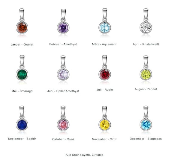 Birthstone/monthstone Pendant - 925 Sterling Silver - Jeweler