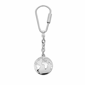 Schlüsselanhänger Weltkarte - 925er Sterling Silber, Inkl. Gravur- NEU