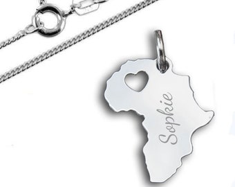 Anhänger Afrika mit Herz-Silber925-Gravur