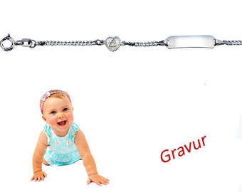 Baby-Tauf Armband mit Herzengel-Gravur-Silber 925