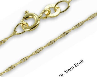 Zarte Singapur Kette- 333/- er Echt Gold(8 Karat)- ca.1mm Breit, Made in Germany