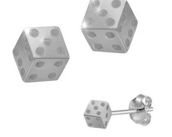 1 pair of cube stud earrings, 925 sterling silver, new