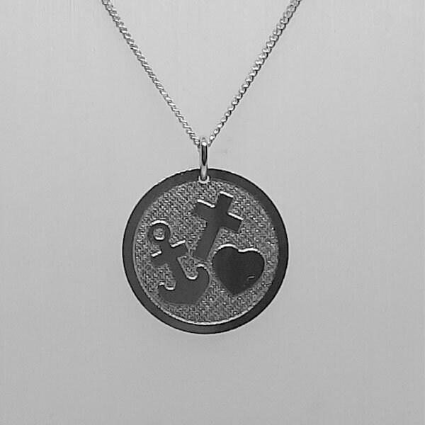 Engraving Plate, Faith, Love, Hope with Tank Chain 925 Sterling Silver, Personal Engraving
