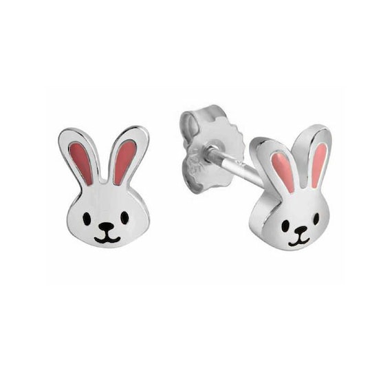 DTPsilver - Orecchini Donna a forma di Coniglietto 4 x 5 mm - Chiusura a perno - Orecchini Piccoli Argento 925