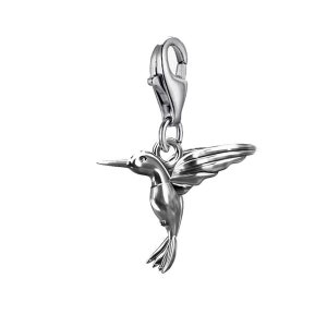 Charm pendant hummingbird - 925 Sterling silver, rhodium-plated (tarnish-proof)