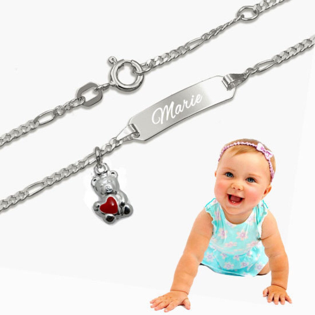 Bracciale Con Nome Per Bambino Con Croce, Argento 925, Vari Colori - Foto 7