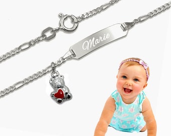 Bracciale Con Nome Per Bambino Con Croce, Argento 925, Vari Colori - Foto 11