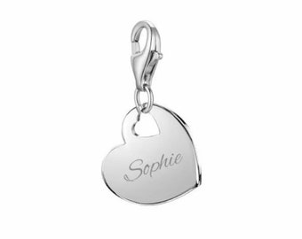 Charm pendentif coeur, argent sterling 925, gravure personnelle