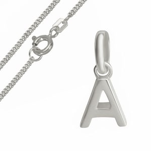 Pingente de letra com corrente de freio - Prata esterlina 925 - Fabricado na Alemanha