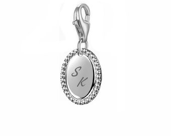 Charm Gravur Platte mit Vintage Look , 925er Sterling Silber, persönliche Gravur