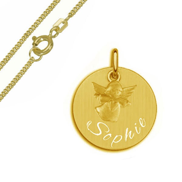 Engraving Plate With Guardian Angel, Real Gold333(8k), With