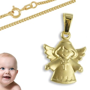 Pendant Guardian Angel Cross-Gold 333 / Silver Chain