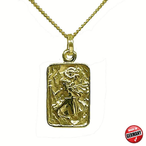 Saint Christophorus Pendant Genuine Gold3338k With Silver Gold