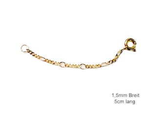 Extension chain, Figaro chain, approx. 1.5 mm wide, genuine 333 (8K) gold - German made