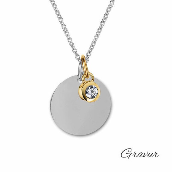 Engraving Plate With Stone Pendant-925 Sterling Silver- Personal