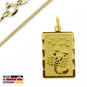 Dierenriem hanger - Echt goud 333 (8 karaat) - Incl. graveren & vergulde zilveren ketting