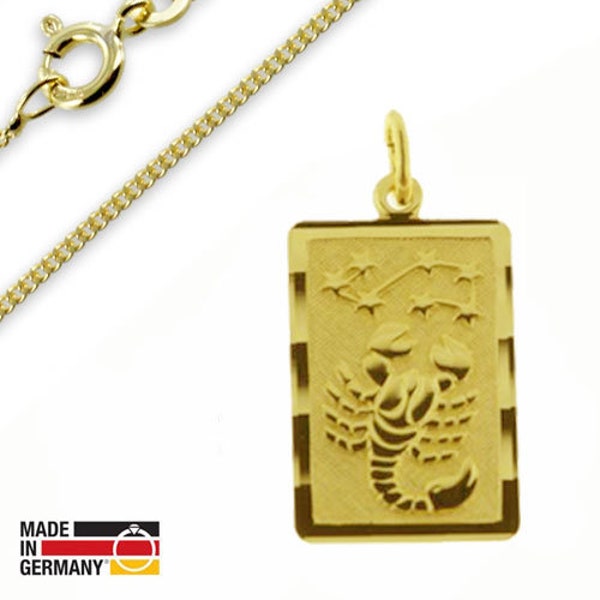Sternzeichen Anhänger-Echt Gold 333(8 Karat)-Inkl.Gravur&vergoltede Silberkette