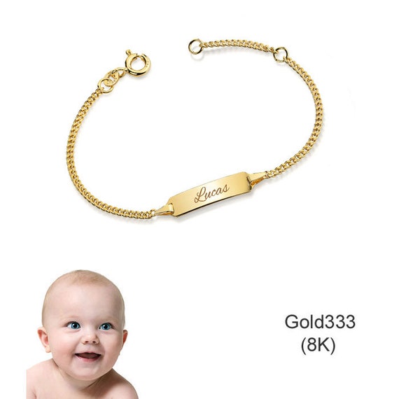 Baby Baptism Bracelet Panzer 1.4 Mm Wide Real Gold 3338K Personal Engraving Made in Germany Etsy Canada