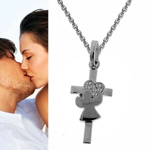 Cross Pendant with Heart/Angel,Pretty Design,Silver925 & Necklace- German Manufacture