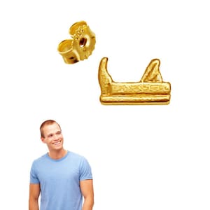 Men's single stud earrings, plane, gold 333 (8Kt), made in Germany