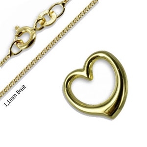 Ciondolo a cuore in vero oro 333 (8 carati) - su richiesta con catena a maglie Oro333