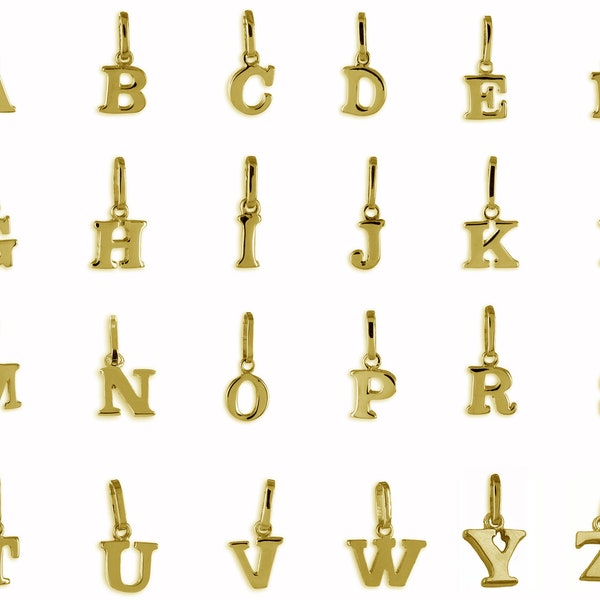 Feiner, kleiner Buchstaben Anhänger, Echtgold, Gold333(8Karat), Deutsche Herstellung
