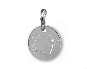 Charm Anhänger Pusteblume mit persönlicher Gravur - Silber 925- Inkl. Kette- NEU