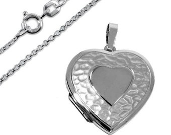 Medallion Pendentif Coeur Argent925- Incl.Chaîne+GRAVURE- Fabriqué en Allemagne