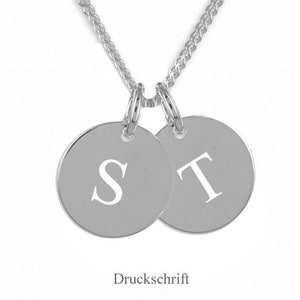 Kette mit 2 Gravur Plättchen-Buchstaben Gravur-Silber925-Inkl. Kette