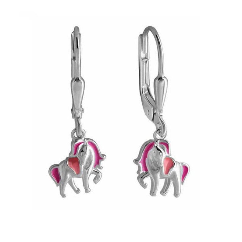 Laimons Mädchen Ohrstecker Nilpferd – Sterling Silber 925, Emailliert, Mit Silikonverschluss