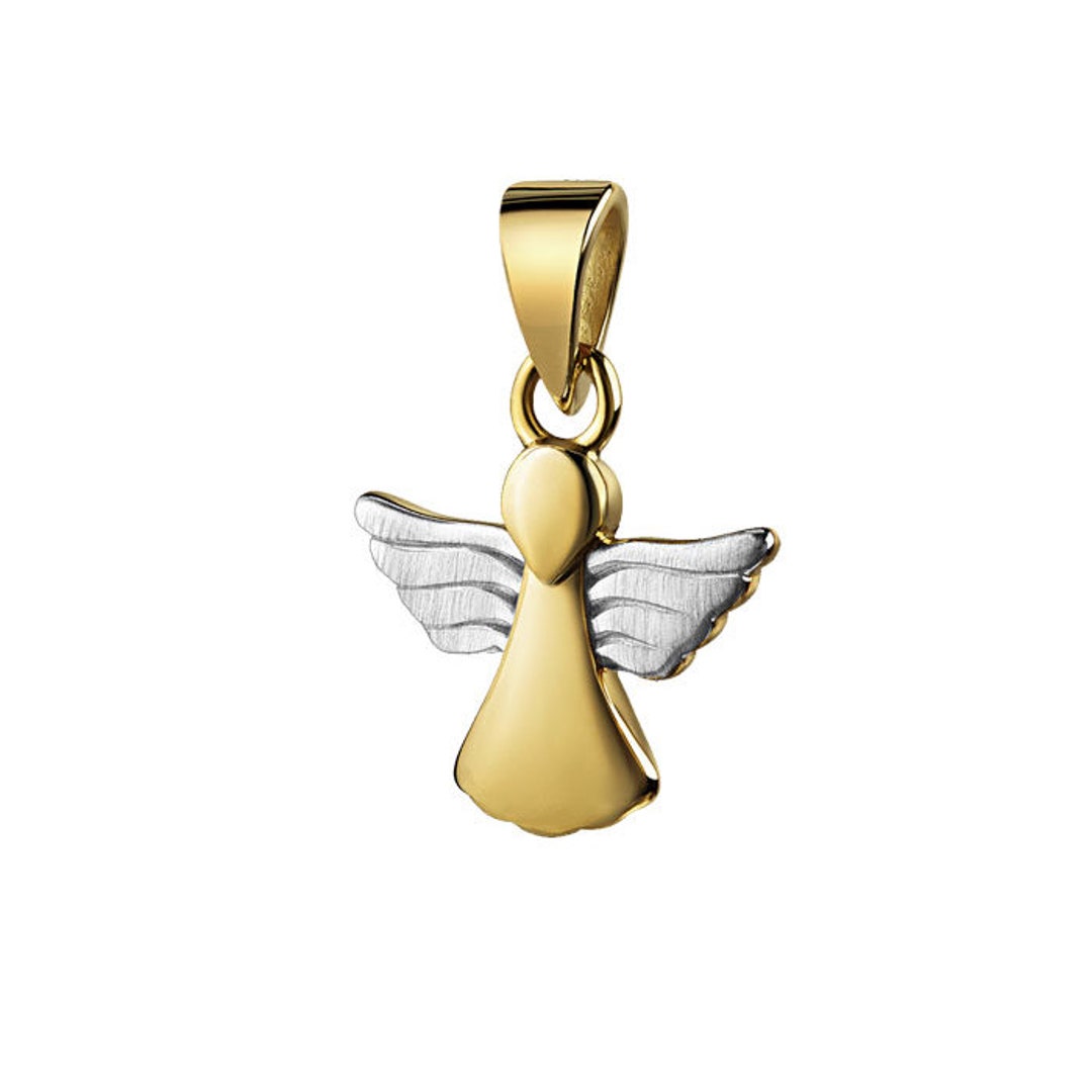 Trendor Mädchen Engel-Anhänger Gold 333/8K Mit Vergoldeter Silberkette