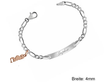 Damen/Mädchen Armband mit "ILoveyou" Anhänger- 925er Sterling Silber- persönliche Gravur